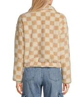 Honey & Sparkle Checkered Fleece Quarter Zip Jacket