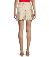 Honey & Sparkle Cherry Printed Built-In Shorts Mini Satin Slip Skirt