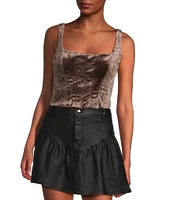 Honey & Sparkle Embossed Velvet Corset Smocked Back Top