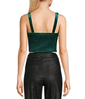 Honey & Sparkle Embossed Velvet Corset Smocked Back Top