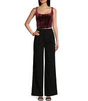 Honey & Sparkle Embossed Velvet Corset Smocked Back Top