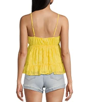 Honey & Sparkle Floral Jacquard Babydoll Tank Top