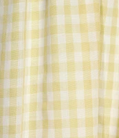 Honey & Sparkle Gingham Round Neck Short Puff Sleeve Baby Doll Dress
