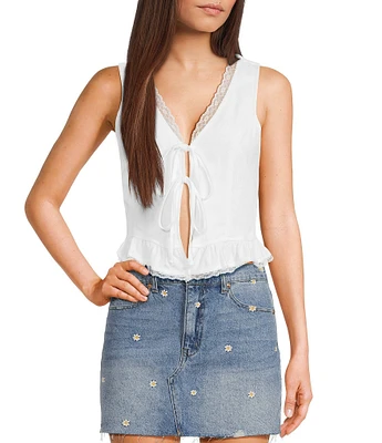 Honey & Sparkle Lace Trim Tie Front Vest
