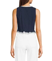 Honey & Sparkle Stripe Lace Trim Tie Front Vest