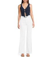Honey & Sparkle Stripe Lace Trim Tie Front Vest