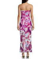 Honey & Sparkle Mesh Strapless Front Slit Maxi Dress