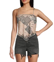 Honey & Sparkle Paisley Printed Mesh Handkerchief Hem Tank Top