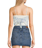 Honey & Sparkle Printed Mesh Handkerchief Hem Tank Top