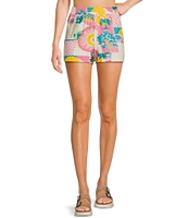 Honey & Sparkle Printed Mid Rise Elastic Waist Coordinating Shorts