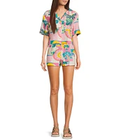 Honey & Sparkle Printed Mid Rise Elastic Waist Coordinating Shorts