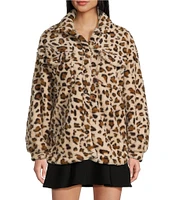 Honey & Sparkle Printed Wubby Cheetah Faux Fur Button Front Jacket
