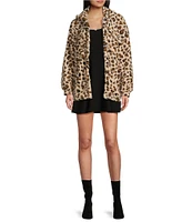 Honey & Sparkle Printed Wubby Cheetah Faux Fur Button Front Jacket