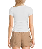 Honey & Sparkle Ribbed Short Sleeve Side Cinched T-Shirt