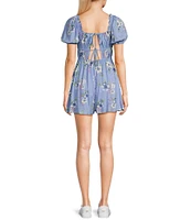 Honey & Sparkle Short Bubble Sleeve With Tiered Waist Floral Print Romper