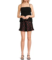 Honey & Sparkle Strawberry Printed Built-In Shorts Mini Skirt