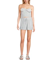 Honey & Sparkle Striped Mid Rise Tie Front Pull-On Coordinating Shorts