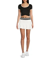 Honey & Sparkle Striped Waist With Asymmetrical Tier Athletic Skirt