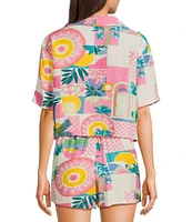 Honey & Sparkle Woven Printed Short Sleeve Coordinating Camp Shirt