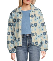 Honey & Sparkle Wubby Flower Printed Cozy Zip-Up Jacket