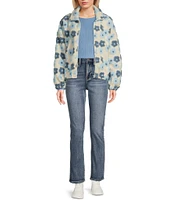 Honey & Sparkle Wubby Flower Printed Cozy Zip-Up Jacket