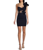 Honey and Rosie Adjustable Rose Strap V-Neckline Scuba Crepe Corset Bodice Dress
