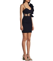 Honey and Rosie Adjustable Rose Strap V-Neckline Scuba Crepe Corset Bodice Dress