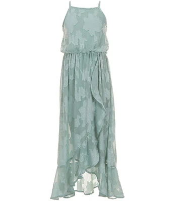 Honey and Rosie Big Girls 7-16 Floral Burnout Sleeveless Ruffle Hem Maxi Dress