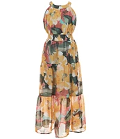Honey and Rosie Big Girls High Neck Sleeveless Floral Maxi Dress
