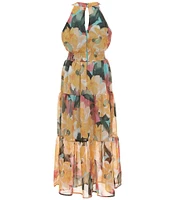 Honey and Rosie Big Girls High Neck Sleeveless Floral Maxi Dress