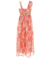 Honey and Rosie Big Girls One Shoulder Floral Dress