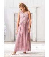 Honey and Rosie Big Girls 7-16 One Shoulder Sequin Long Dress