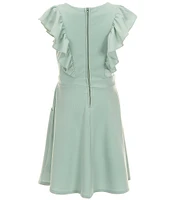 Honey and Rosie Big Girls Sleeveless Scuba Ruffle Front Dress