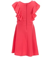 Honey and Rosie Big Girls Sleeveless Scuba Ruffle Front Dress