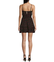 Honey and Rosie Cherry Print V-Neck Smocked Fit And Flare Dress