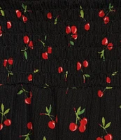 Honey and Rosie Cherry Print V-Neck Smocked Fit And Flare Dress