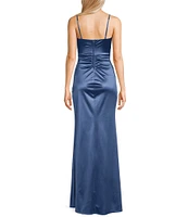 Honey and Rosie Corset Faux Wrap Long Dress