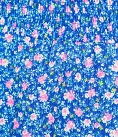 Honey and Rosie Ditsy Floral Rib Knit Sweetheart Neck Smocked Waist Tiered Dress