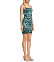 Honey and Rosie Floral Print Stretch Sateen Faux Wrap Dress