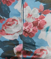 Honey and Rosie Floral Print Stretch Satin Cowl Neck Corset Inspired Asymmetrical Hem Dress