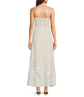 Floral Tie Strap Ruffle Side Slit Midi Dress