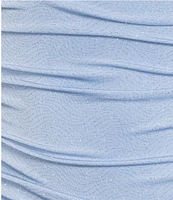 Honey and Rosie Glitter Drape Neck Shirred Fitted Dress