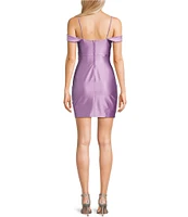 Honey and Rosie Glitter Knit Spaghetti Strap Sweetheart Fitted Dress