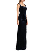 Honey and Rosie Glitter Velvet Corset Inspired Front Side-Slit Bodice Dress