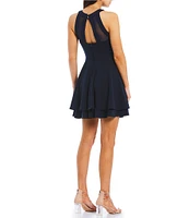 Honey and Rosie Halter Neck Illusion-Waist Double Hem Fit-And-Flare Dress