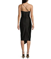 Honey and Rosie One Shoulder Glitter Knit A-Symmetrical Midi Dress