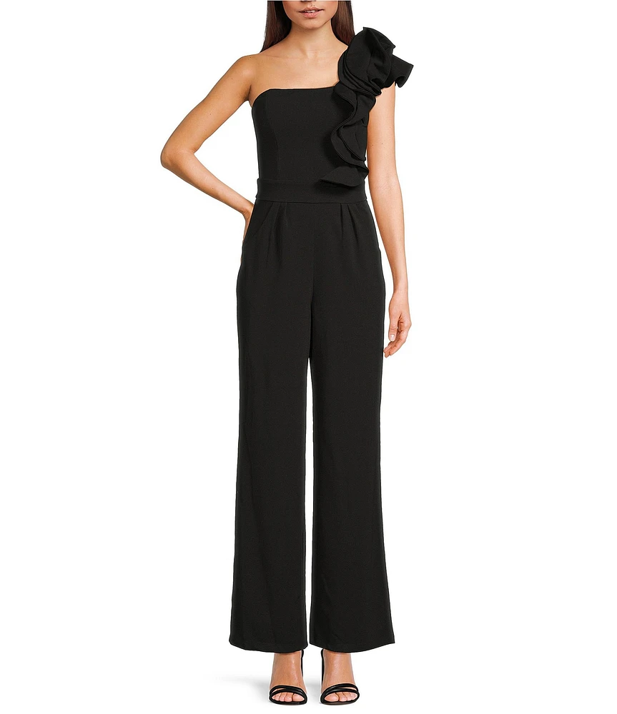 Honey and Rosie One Shoulder Ruffle Jumpsuit