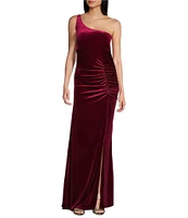 Honey and Rosie One-Shoulder Sleeveless Stretch Velvet Dress