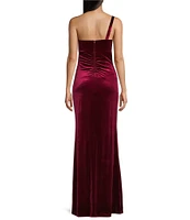 Honey and Rosie One-Shoulder Sleeveless Stretch Velvet Dress