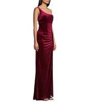 Honey and Rosie One-Shoulder Sleeveless Stretch Velvet Dress